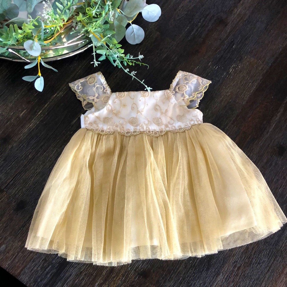Baby girl gold holiday dress